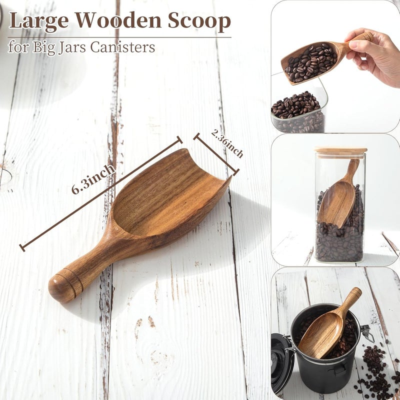 Lebami Big Wooden Coffee Scoop, 2pcs Large Coffee Scoops for Ground Coffee Beans, Acacia Wood Shovel Spoons Multipurpose for Jars Canisters,Kitchen Scooping Tool Salts Spice Pepper Powder Tea Shovels - Image 2